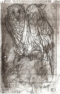 Oiseaux sur tertre (Dessin automatique)